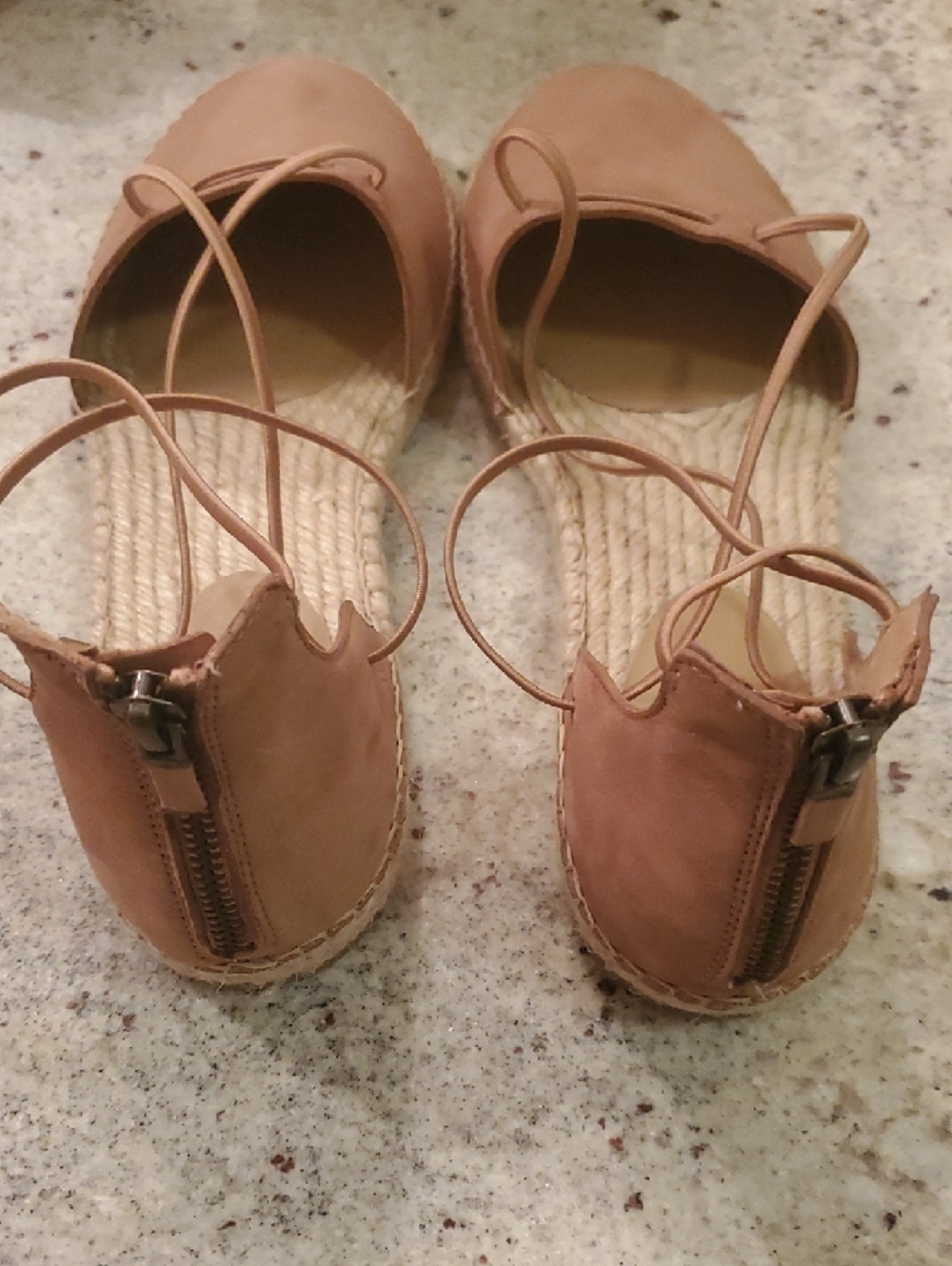 Eileen Fisher Nude Tan Leather Suede Espadrille Boho Sandals S 11 - Picture 4 of 6